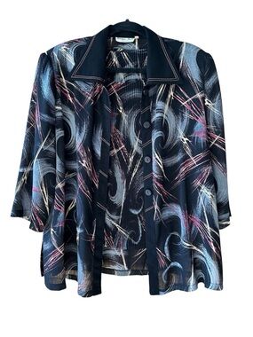 Unique Int'l 2pc Set Blouse and Sleeveless Cami with Pleated Fabric